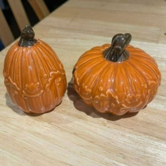 Autumn Pumpkin Ceramic Salt‎ and Pepper Shakers Kitchen Fall Decor - Picture 4 of 4